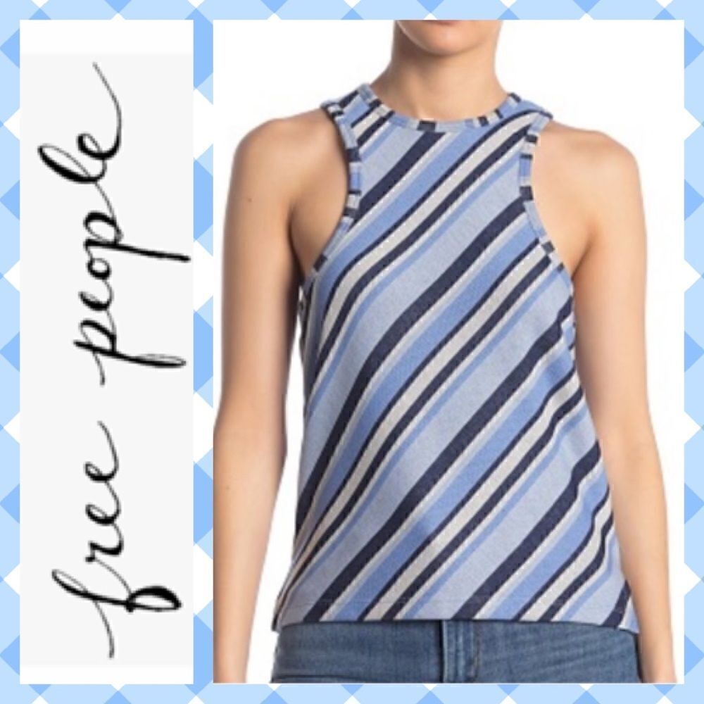 NWT MSRP $48 Free People Striped Tank Top Women's Size Large